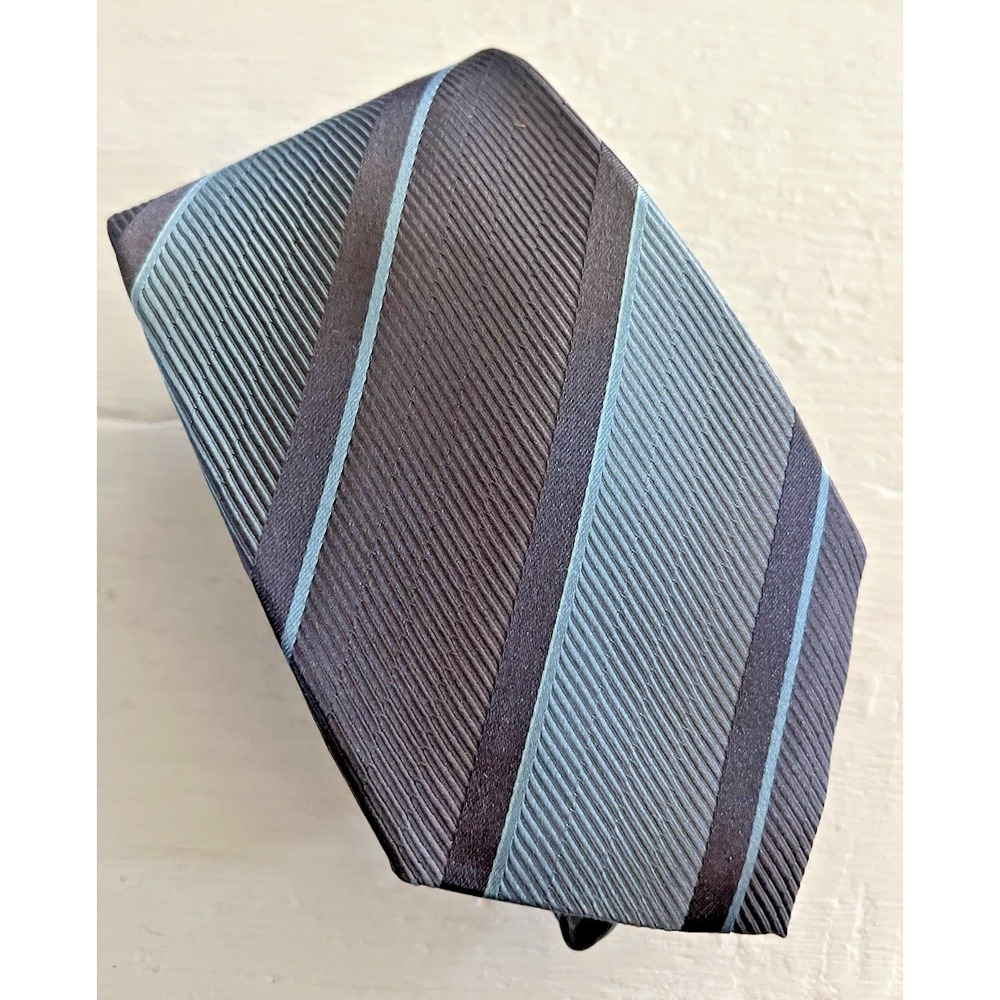 Marc Anthony Tie Necktie Silver Gray Blue Diagonal Repp Stripe Academia Y2K Prep